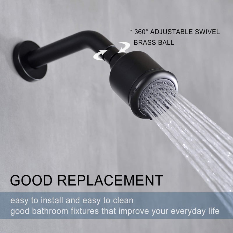 orhemus Solid Brass Shower Head - High Pressure Showerhead with Filter and 360 degrees Adjustable Swivel, Replacement for Bathroom Low Flow, Matte Black 2.8 inch Heavy Duty - Image 3